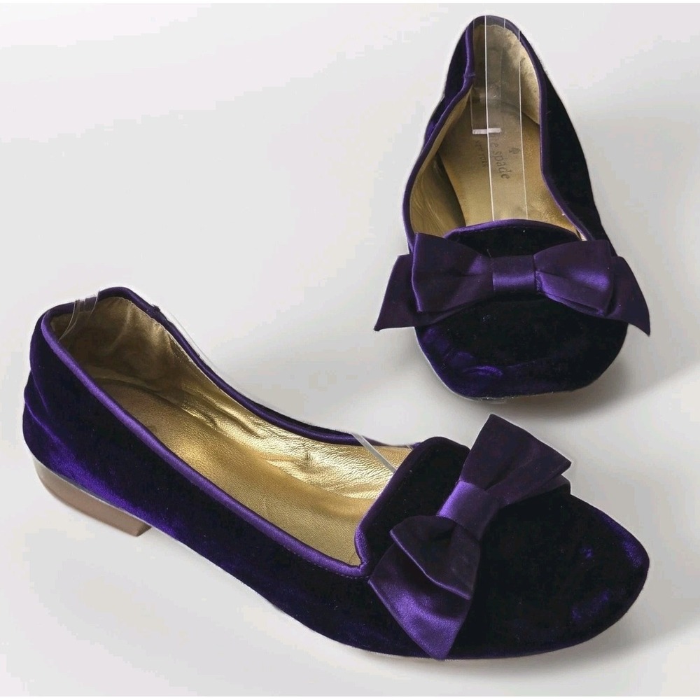 Kate Spade Purple Velvet Flats with Bow
